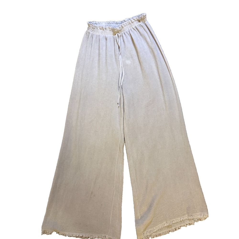 Venti6 Italian Cotton Linen Wide Leg Pants Slow Fashion Made in Italy READ